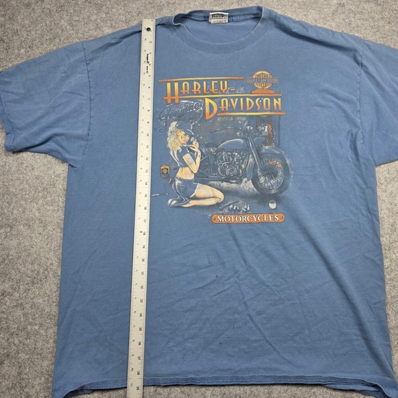 VTG Harley-Davidson T-Shirt Mens 2XL Blue Faded - Picture 2 of 7